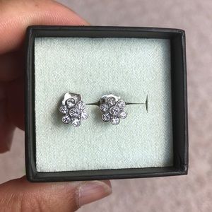 Sterling Silver & CZ Flower Earrings